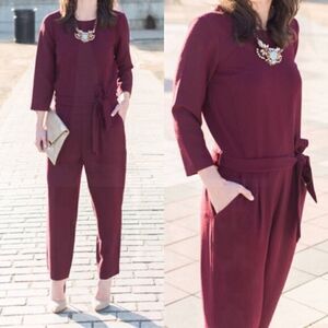 Madewell Sloan Cabernet Belted Crepe Jumpsuit Size 4